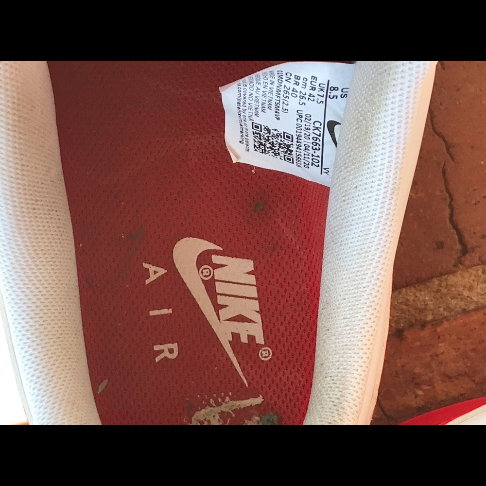 Nike Air Force One Red Midsole Sz 8.5 - Picture 6 of 8